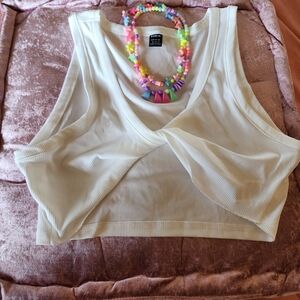 SHEIN Off-White Ribbed Tank Top